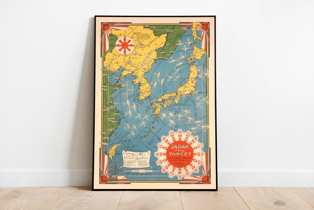 WWII Japan Map Poster: Vintage Military Wall Art - Etsy