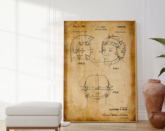 Impresión de patente de tocados de lucha libre / Impresión de arte enmarcada / Decoración de pared de póster vintage / Lienzo de arte / Póster de pared / Impresiones de arte de pared / Impresiones de pared