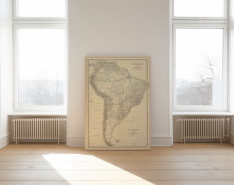 South America Map Print| Fine Art Prints| 1861 South America Wall Art| Framed Art| Canvas Art| Poster Art| Prints Wall Art| Map Wall Prints
