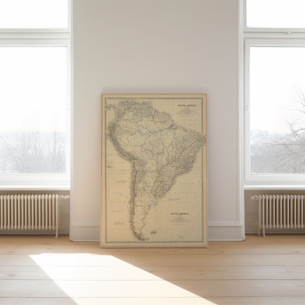 Südamerika Karte Print| Fine Art Prints| 1861 Südamerika Wandkunst| Gerahmte Kunst| Leinwandbild | Poster Kunst| Drucke Wandkunst| Landkarte Wandbilder