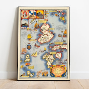 Karte der Inseln der Untiefen| Vintage Karte | Leinwandbild | Isles of Shoals Wandkunst| Alte Karte Wandposter| Poster Vintage