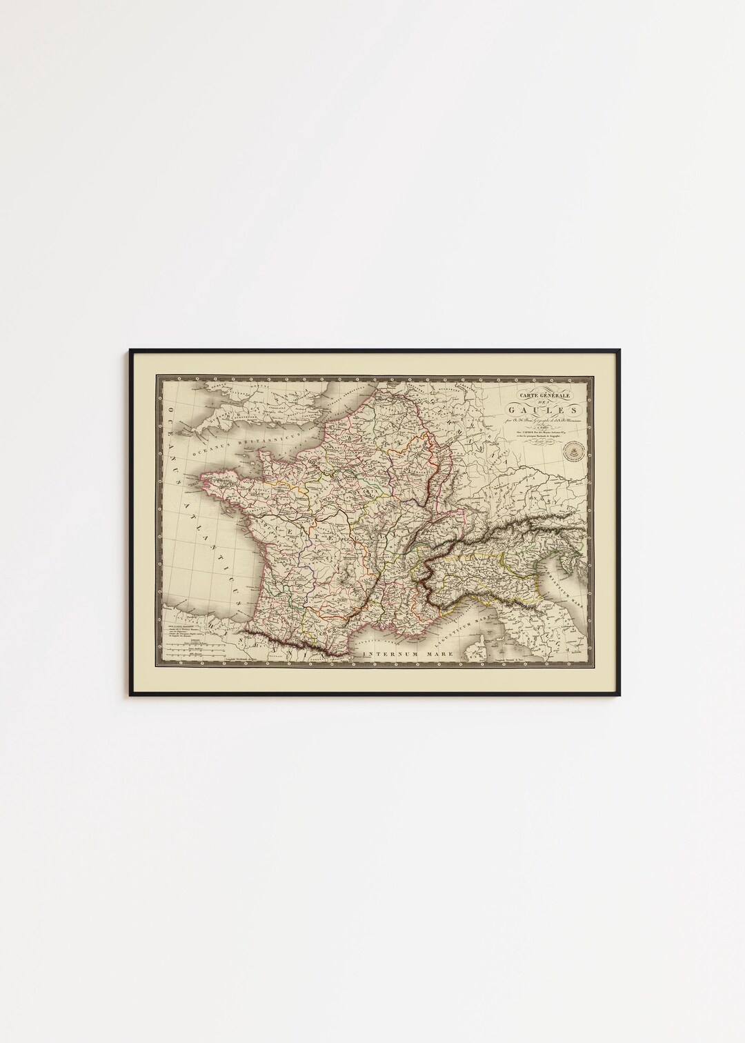 Vintage France Map Print 1821: Gaul Historical Wall Art - Etsy