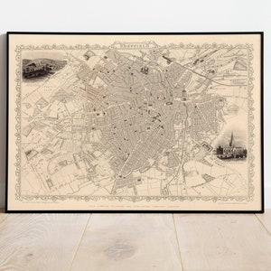 Sheffield Map Print | Fine Art Prints| 1851 Sheffield Karte Wandkunst| Gerahmte Kunst| Leinwandbild | Poster Kunst| Drucke Wandkunst| Stadt Karte Wandbilder