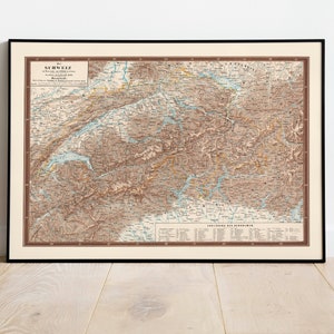 Historical Map of Switzerland 1856| Old Map Wall Decor| Vintage Map Wall Art| Poster Print| Framed Art Print| Canvas Print Map