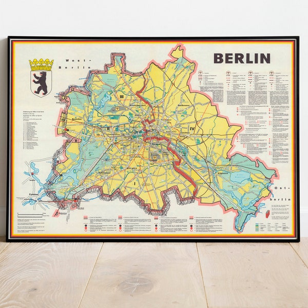 City Map of Berlin 1962| Old Map Wall Decor| Vintage Map Wall Art| Poster Print| Framed Art Print| Canvas Print Map