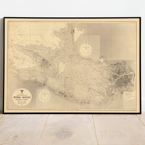 Seekarte von der Stadt Kronstadt| WW2| Alte Karte Wanddeko | Vintage Karte Wandkunst| Posterdruck | Gerahmter Kunstdruck| Leinwanddruck Karte
