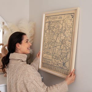 Kaart van de wegen van New Hampshire en Vermont 1926 Ingelijste poster afdrukken muurkunst Canvaskunst muurdecoratie