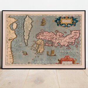 Landkarte Japan 1623| Gerardus Mercator| Alte Karte Wanddeko | Vintage Karte Wandkunst| Posterdruck | Gerahmter Kunstdruck| Leinwanddruck Karte