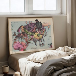 WW1 Pictorial Map Print: Vintage European War Propaganda Poster