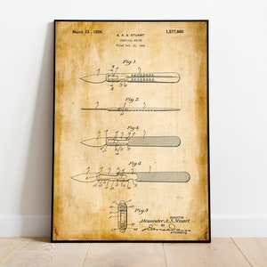Scalpel Patent Print| Framed Art Print| Vintage Poster Wall Decor| Art Canvas| Wall Poster| Wall Art Prints| Wall Prints