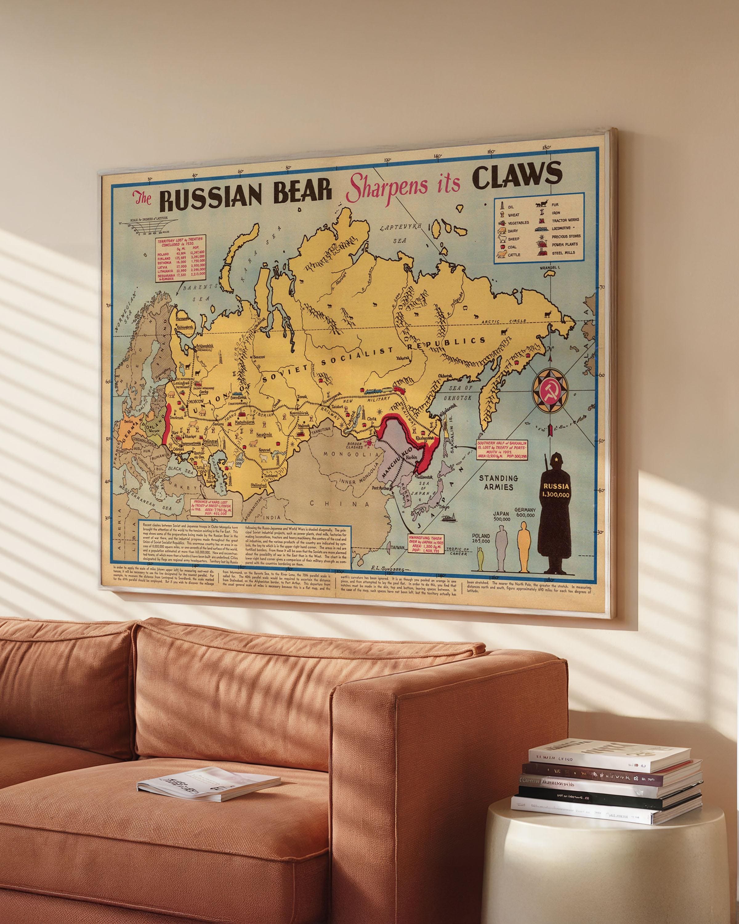 第二次世界大戦前のソ連の勢力圏地図| ソ連の絵入り地図| CCCPの古地図