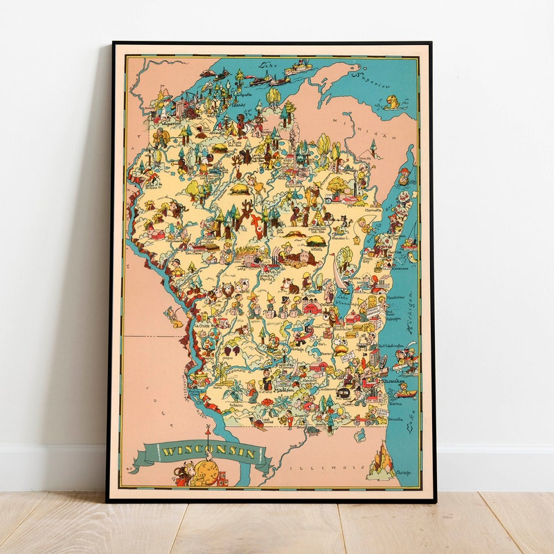 Wisconsin Map Art - Etsy