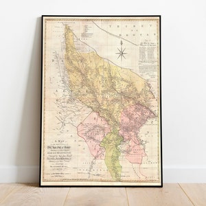 Neu-Delhi Karte | 1777 Agra Karte | Posterdruck | Kunstdruck auf Leinwand | Alte Karte Wand Kunst Poster | Gerahmte Landkarte als Wanddeko
