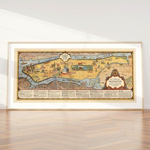 Manhattan Map Print| Art History| 1936 Manhattan Map Wall Art| Framed Art| Canvas Art| Poster Art| Prints Wall Art| City Map Wall Prints