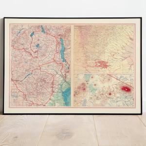 Geographische Karte von Sambia und Malawi| Karte Wanddeko | Karte Wandkunst| Posterdruck | Karte Wandbild | Gerahmter Kunstdruck| Leinwanddruck Karte