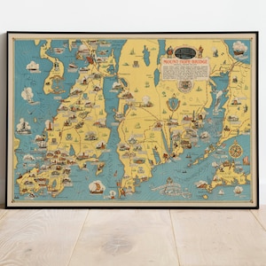 Mount Hope Bridge Poster | Bristol Rhode Island| Vintage Karte Wandbild | Kunstdruck auf Leinwand | Pull Down Chart| Karte Poster Wanddeko