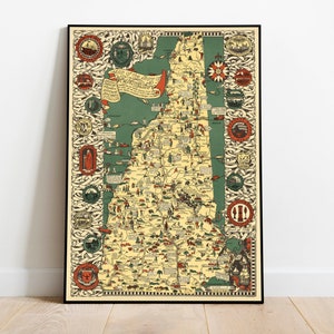 New Hampshire Map Print| Art History| 1926 New Hampshire Map Wall Art| Framed Art| Canvas Art| Poster Art| Prints Wall Art| Map Wall Prints