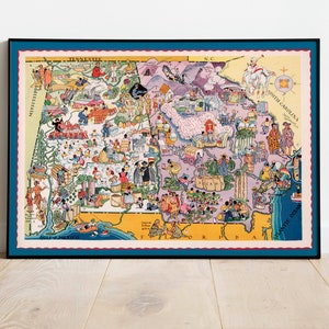 Landkarte von Alabama und Georgia| Dekorative Wandkunst| Drucke auf Leinwand| Home Wandbild| Vintage Karte | Poster Art