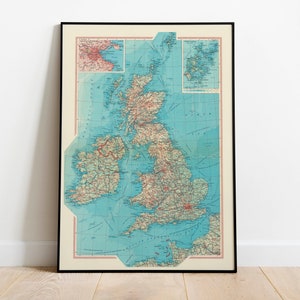 Geographische Karte von Großbritannien und Irland| Karte Wanddeko | Karte Wandkunst| Posterdruck | Karte Wandbild | Gerahmter Druck| Leinwanddruck Karte