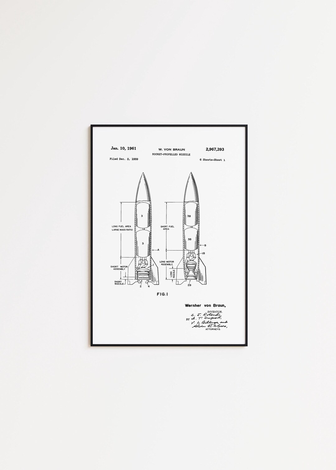 Rocket Patent Art Print: Vintage Blueprint Poster - Etsy