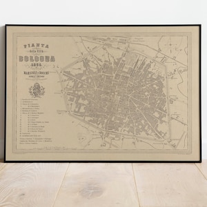Bolivien Stadtplan Wandbild | Gerahmte Karte Wanddeko | 1865 Bologneser Karte Kunstdruck | Posterdruck | Kunstdruck auf Leinwand | Karte Wandkunst Poster