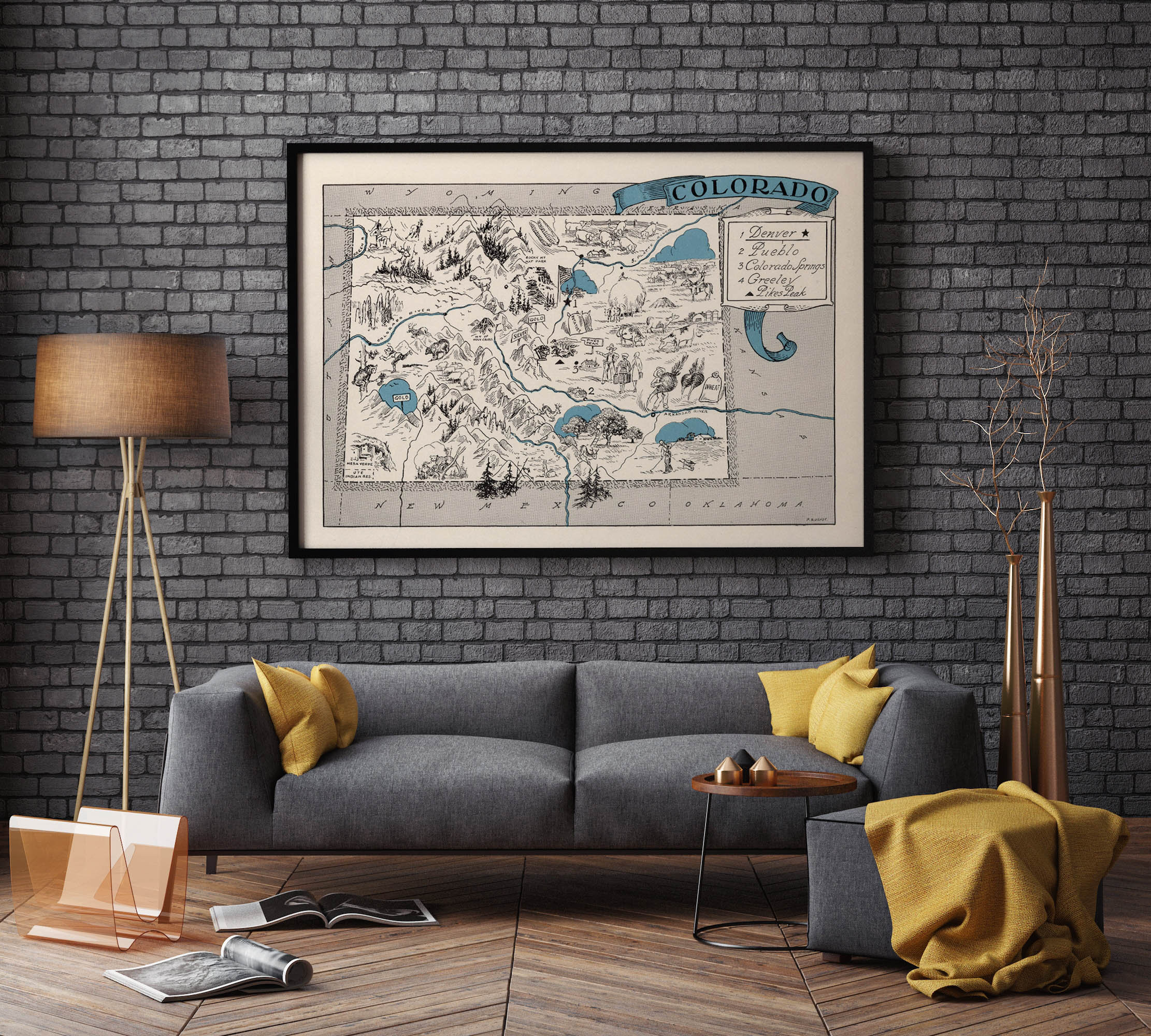 Map of State of Colorado Decorative Wall Art Prints on - Etsy
