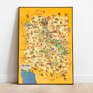 Arizona Karte Drucken | Kunstgeschichte| 1942 Arizona Karte Wandkunst| Gerahmte Wandkunst | Leinwand Kunst | Plakatkunst| Druckt Wandkunst | Karte Wandbilder
