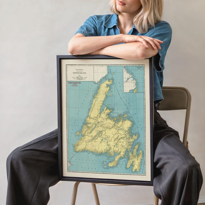 Vintage Newfoundland Map Poster: Canada Wall Art Print image 6