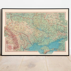 Geographische Karte der Ukraine und Moldawiens| Karte Wanddeko | Vintage Karte Wandkunst| Posterdruck | Karte Wandbild | Gerahmter Druck| Leinwanddruck Karte