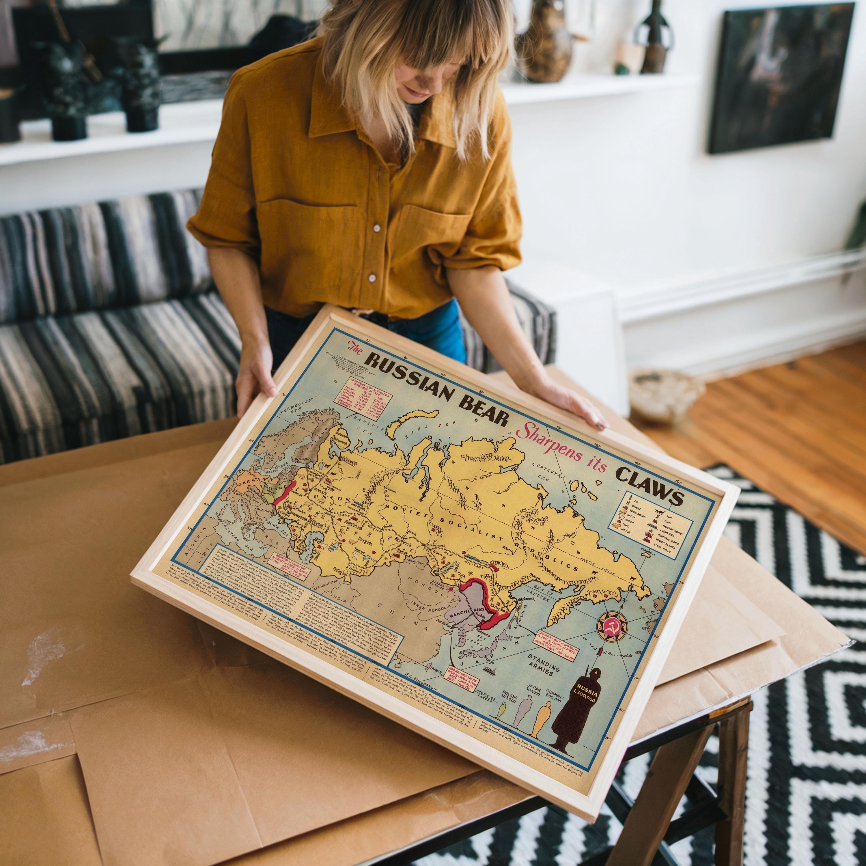 第二次世界大戦前のソ連の勢力圏地図| ソ連の絵入り地図| CCCPの古地図