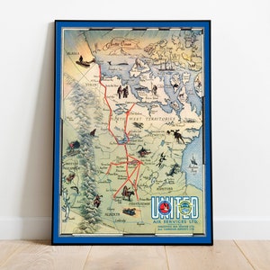 Carte vintage du Manitoba et des Territoires du Nord-Ouest| Impression d’affiche| Art mural en toile| Art mural du Canada| impression de carte vintage| Décoration murale imprimée