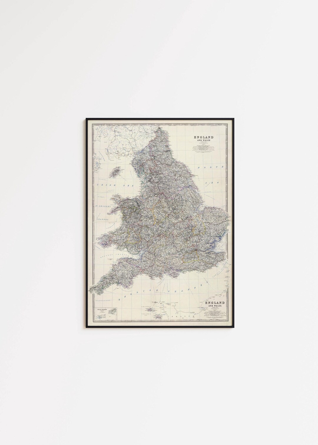 England and Wales Map Print: 1861 Vintage Wall Art - Etsy