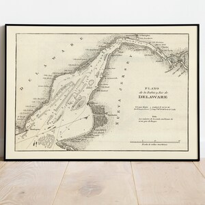 デラウェア湾の海図 1818 | 古い地図の壁飾り | ビンテージ地図の壁アート | ポスタープリント | 額入りアートプリント | キャンバスプリント地図