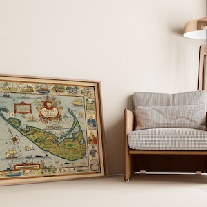 Vintage Nantucket Karte Print | Nantucket Leinwand Wandkunst| Vintage Karte | Alte Karte von Nantucket | Nantucket Wandbild