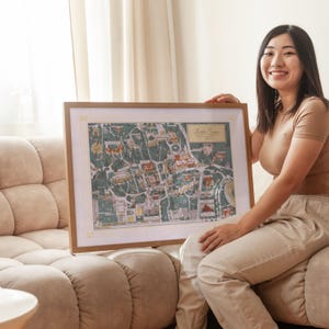 Carte du campus de Berkeley, Université de Californie, 1937, affiche encadrée, impression d'art mural, impression d'art sur toile, décoration murale