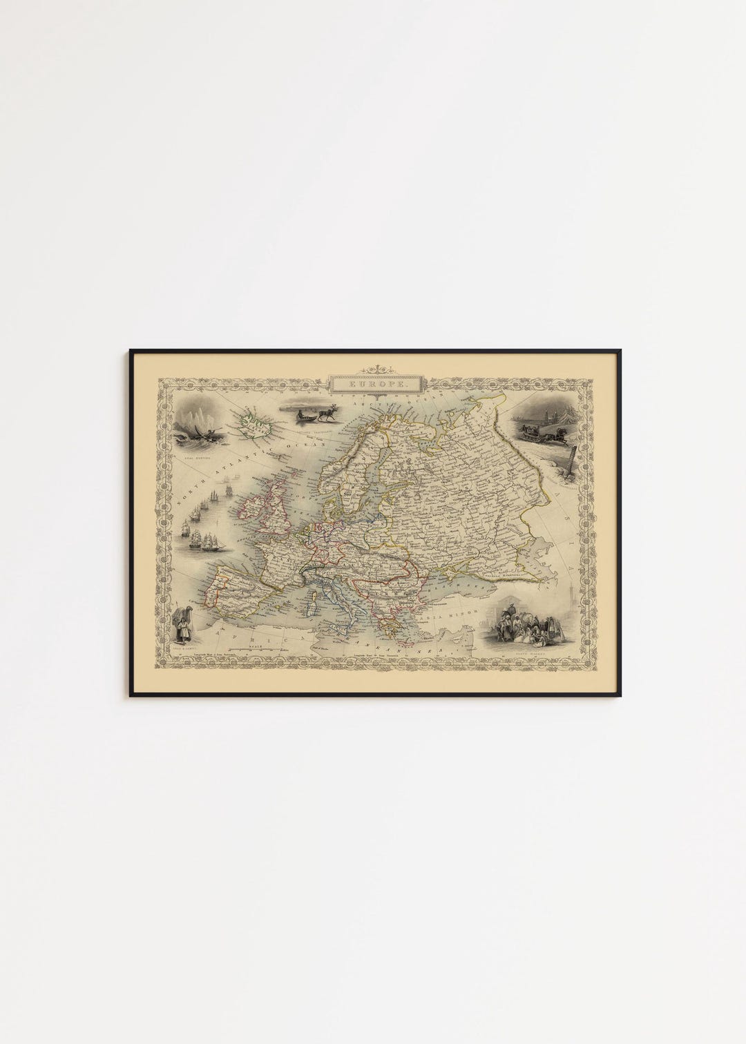 Vintage Europe Map Print: 1851 Canvas Wall Art - Etsy
