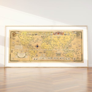 Mercator Map of the World United| Kalter Krieg Ära Illustration | Vereinte Nationen Wandkunst| Peace Map | Bildliche Weltkarte | Wandkunst