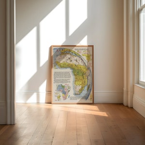 Impresión de mapas de África / Impresiones de bellas artes / 1944 África Mapa Arte de la pared / Arte de la pared enmarcado / Arte de la lona / Arte del cartel / Impresiones de arte de la pared / Impresiones de la pared del mapa