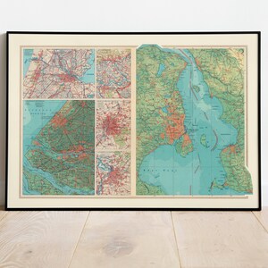 Geografische Karte von Belgien und den Niederlanden | Karte Wanddeko | Karte Wandkunst| Posterdruck | Karte Wandbild | Gerahmter Kunstdruck| Leinwanddruck Karte