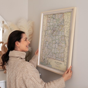 Map of Alabama 1920 Framed Poster Print Wall Art Canvas Art Print Wall Decor