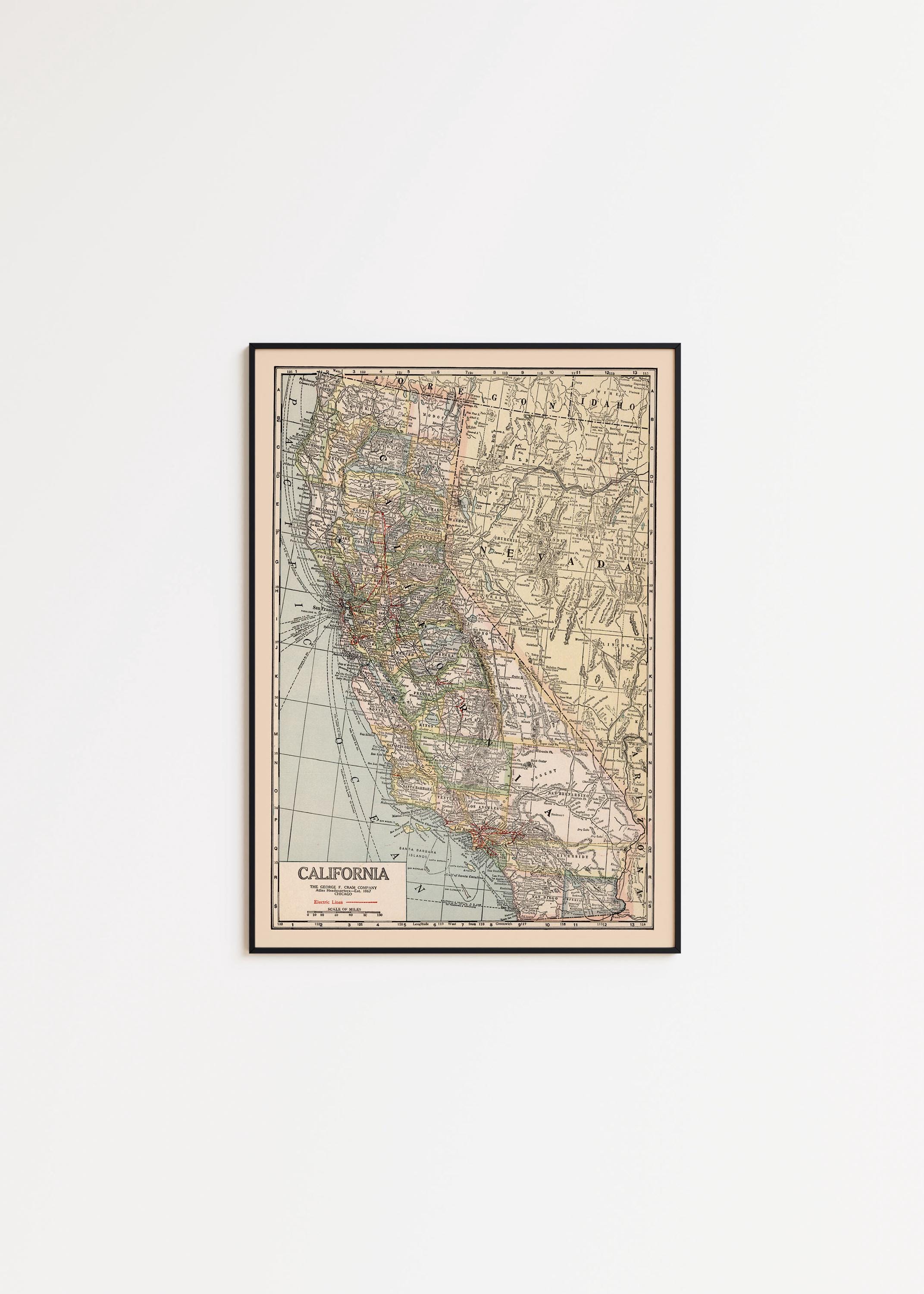 カリフォルニアの地図 - Etsy 日本