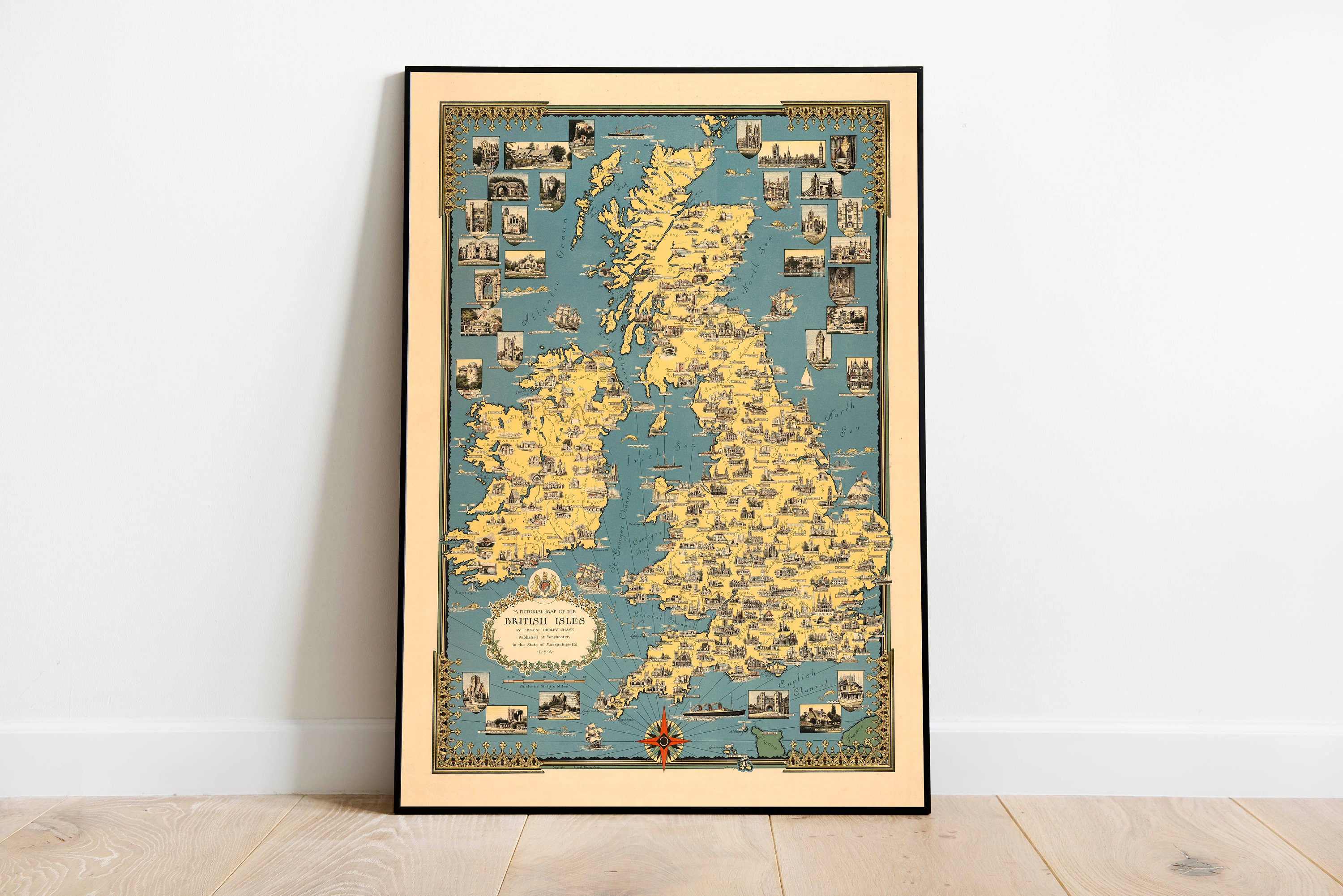 Pictorial Map of the British Isles Britain Wall Art Canvas | Etsy