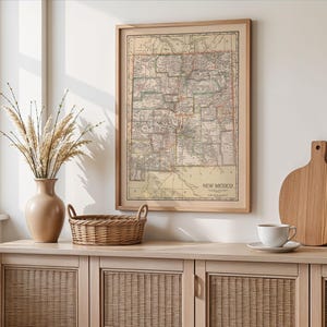 Oude kaart van New Mexico 1920 Ingelijste poster afdrukken muurkunst Canvaskunst muurdecoratie
