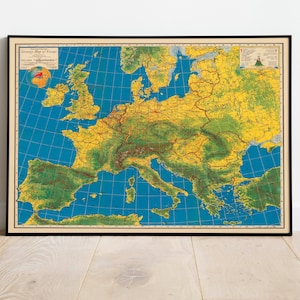 Strategiekarte von Europa 1940| Europa Große Karte Wandbild | Kunstdruck auf Leinwand | Vintage Karte Wanddeko | Europa Karte Poster