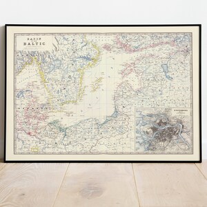 Zusammengesetzte Karte des Ostseebeckens 1861| Alte Karte Wanddeko | Vintage Karte Wandkunst| Posterdruck | Gerahmter Kunstdruck| Leinwanddruck Karte