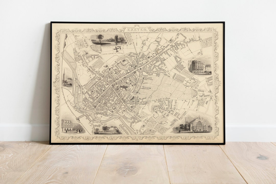 Exeter Map Print Fine Art Prints 1851 Exeter Map Wall Art Framed Wall