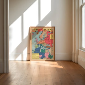 Stampa mappa Europa Guerra Mondiale 2/Stampa poster/Mappe della Seconda Guerra Mondiale/Arte su tela/Mappe di guerra/Storia dell'arte/Poster della mappa della seconda guerra mondiale/Stampe murali incorniciate