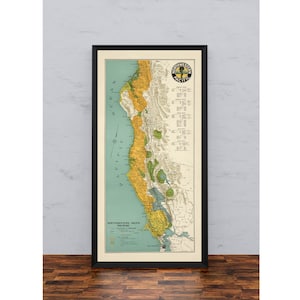 Northwestern Pacific Railroad Karte Poster 1913| Vintage Karte Drucke für Wand-Dekor | Leinwanddrucke Wandkunst| Pull Down Map
