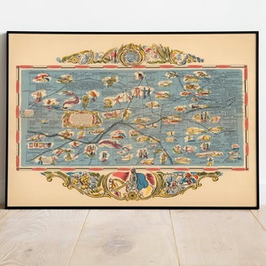 Pictorial Map of Kansas| Kansas Map Wall Art| Canvas Print Wall Decor| Kansas Wall Print Map| Vintage Map Poster| Pull Down Map
