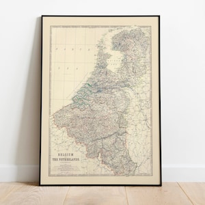Zusammengesetzte Landkarte von Belgien und den Niederlanden 1861| Alte Karte Wanddeko | Vintage Karte Wandkunst| Posterdruck | Gerahmter Kunstdruck| Leinwanddruck Karte
